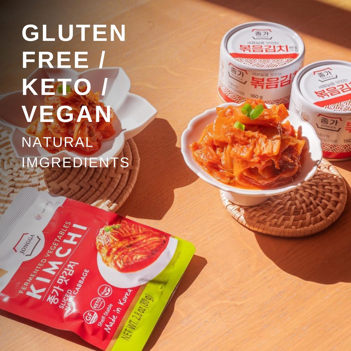 Spicy Premium Fermented Kimchi Napa Cabbage - – (Gluten Free / KETO / Vegan) | 0 Fat/ 0 Sugar/ 0 Cholesterol | Long Shelf Life | Perfect for Ramen & Stir-Fries - JONGGA