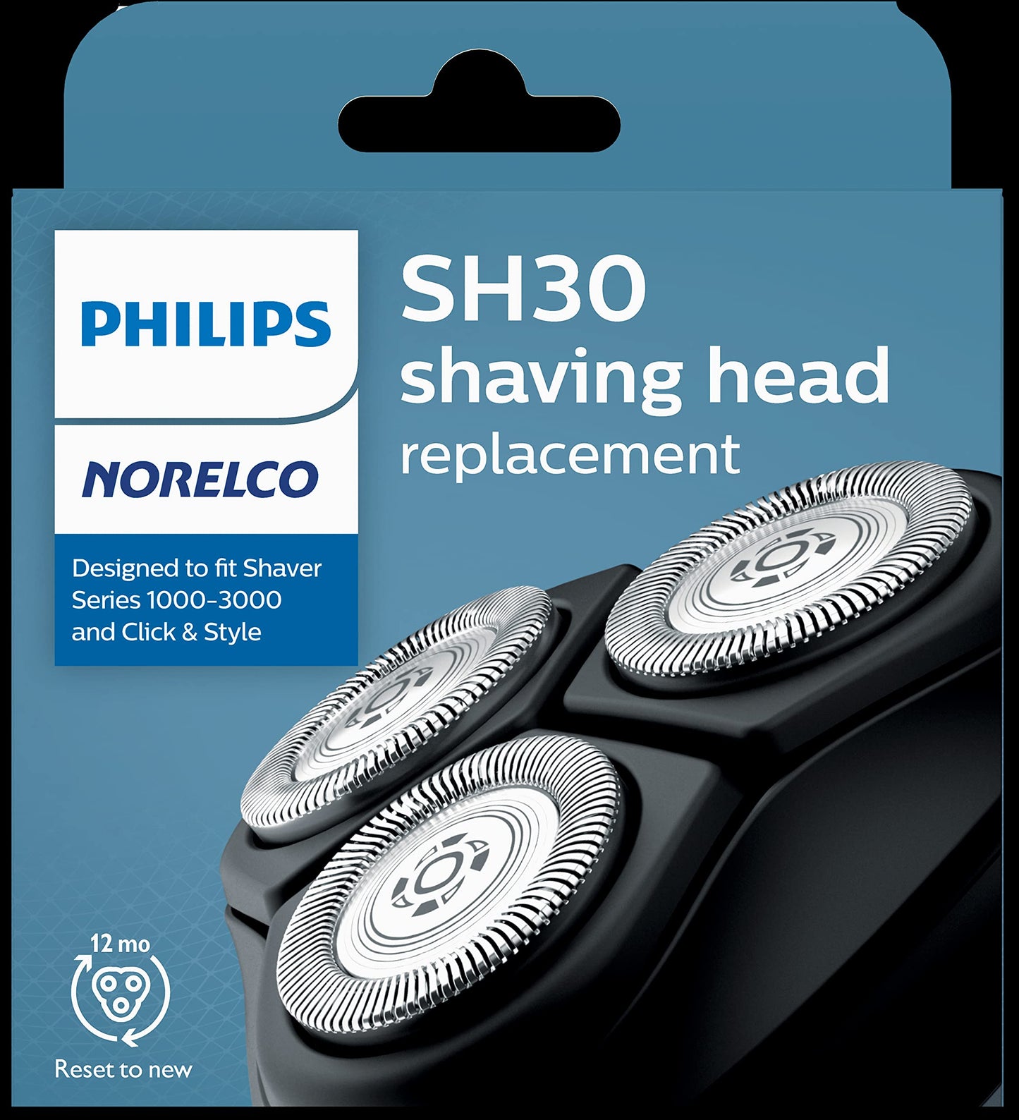 Philips Norelco SH30/52 Shaving Heads, Compatible with Philips Shavers Series 1000, 3000 and 5000, Powerful Performance, Self-Sharpening, 3 Pieces, Model SH30/52