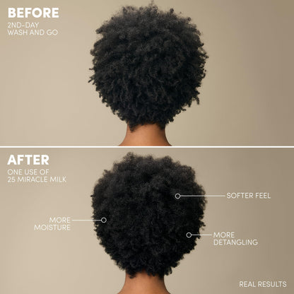 Mizani 25 Benefit Miracle Milk - Leave in Conditioner for Curly Hair, With Coconut Oil, Curl Detangler Spray, Anti Frizz Heat Protectant, No Drying Alcohols, Paraben-Free
