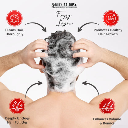 Billy Jealousy Fuzzy Logic Strengthening Mens Shampoo, Adds Volume, Prevents Hair Loss, Promotes Circulation & Healthy Growth, Peppermint Scent