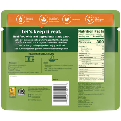 SEEDS OF CHANGE Organic Quinoa & Brown Rice with Garlic Family Size, Organic Food, 17.3 oz Pouch (Pack of 6)
