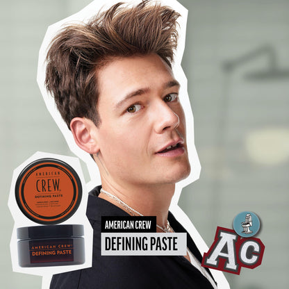 American Crew Men's Hair Defining Paste, Like Hair Gel with Medium Hold Hair Gel & Low Shine, 3 oz