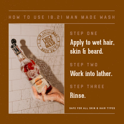 18.21 Man Made 3-in-1 Body Wash, Shampoo, & Conditioner for Men, All Hair & Skin Types, Strengthens and Moisturizes in a Manly Aroma 18oz
