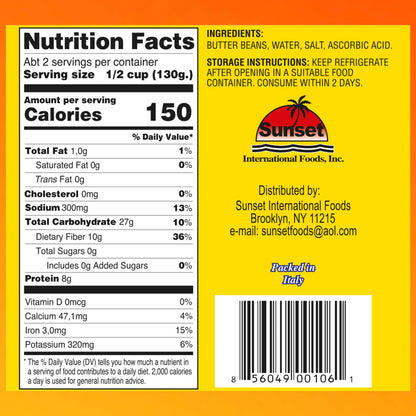 Caribbean Paradise Butter Beans, Canned Lima Beans 14 Oz (Pack of 4)