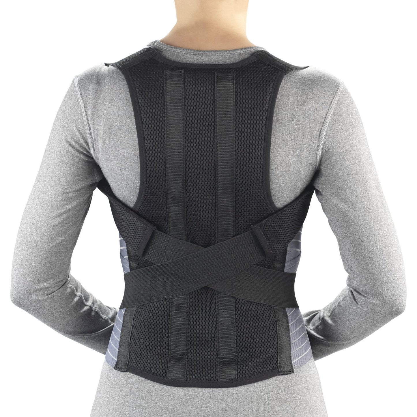 OTC Medical Posture Brace with Rigid Stays, Spinal Curve, Back Lumbar and Neck Support, Large, Black