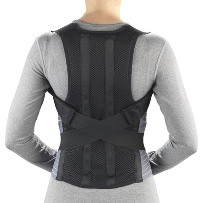 OTC Medical Posture Brace with Rigid Stays, Spinal Curve, Back Lumbar and Neck Support, Large, Black