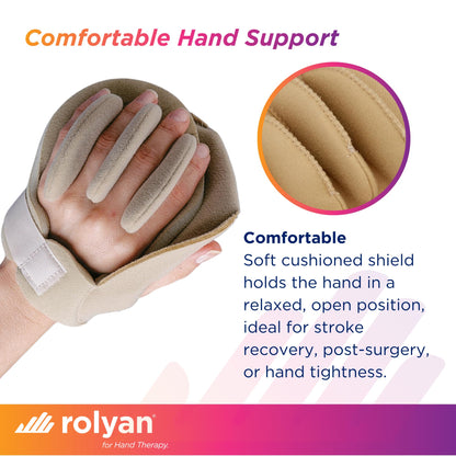 Rolyan Sof-Foam Palm Shield for Right Hand, Finger Separators and Soft Foam Cushion for Hand Contracture Support, Non-Latex Hand Protector for Stroke Recovery, Elderly, or Surgery Aftercare
