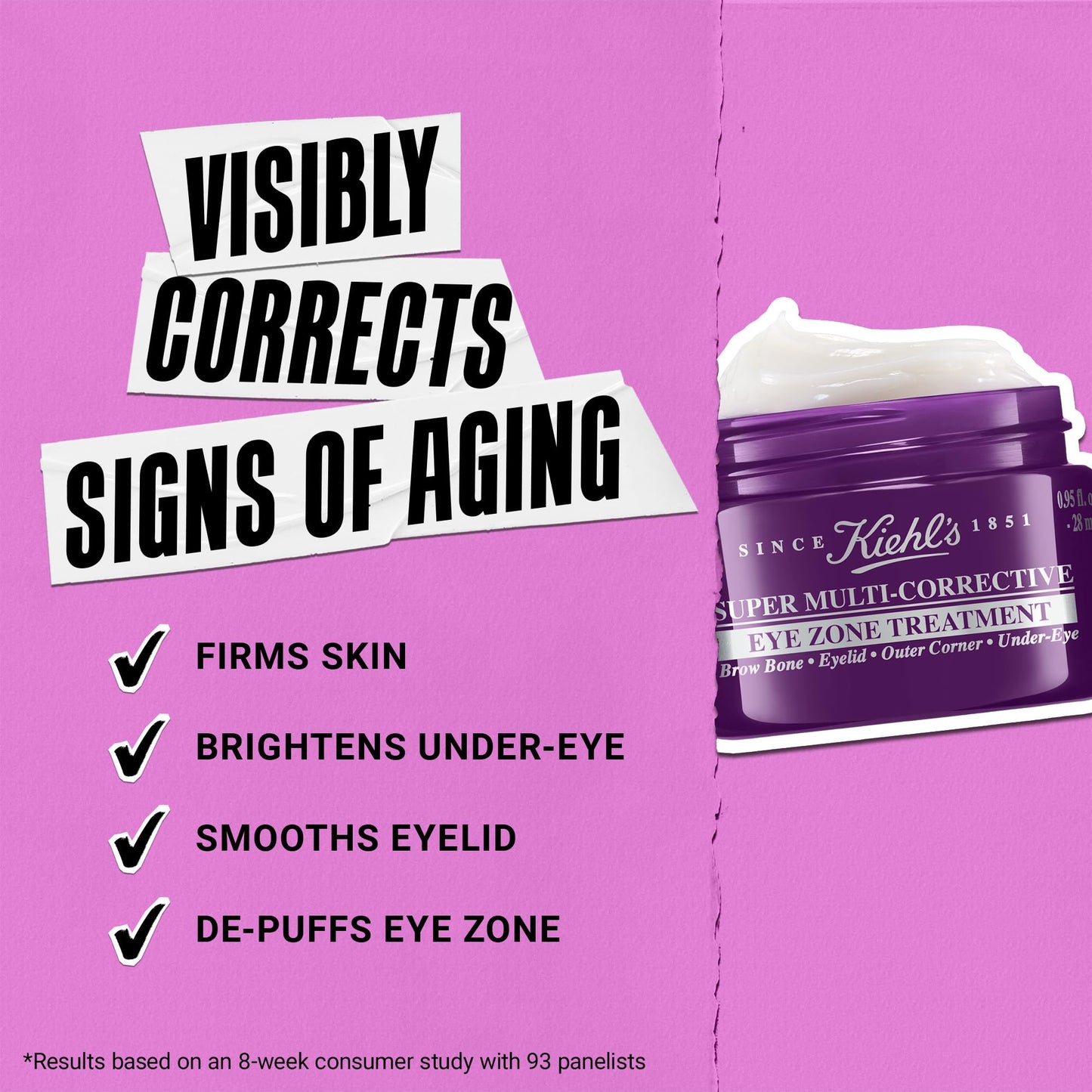 Kiehl's Super Multi-Corrective Eye Cream, Anti-Aging Cream that Lifts Brow Bone Area, Smooths and Firms Eye Lids, Bilberry Seed Extract and Collagen Peptide for Tighter and Smoother Looking Skin