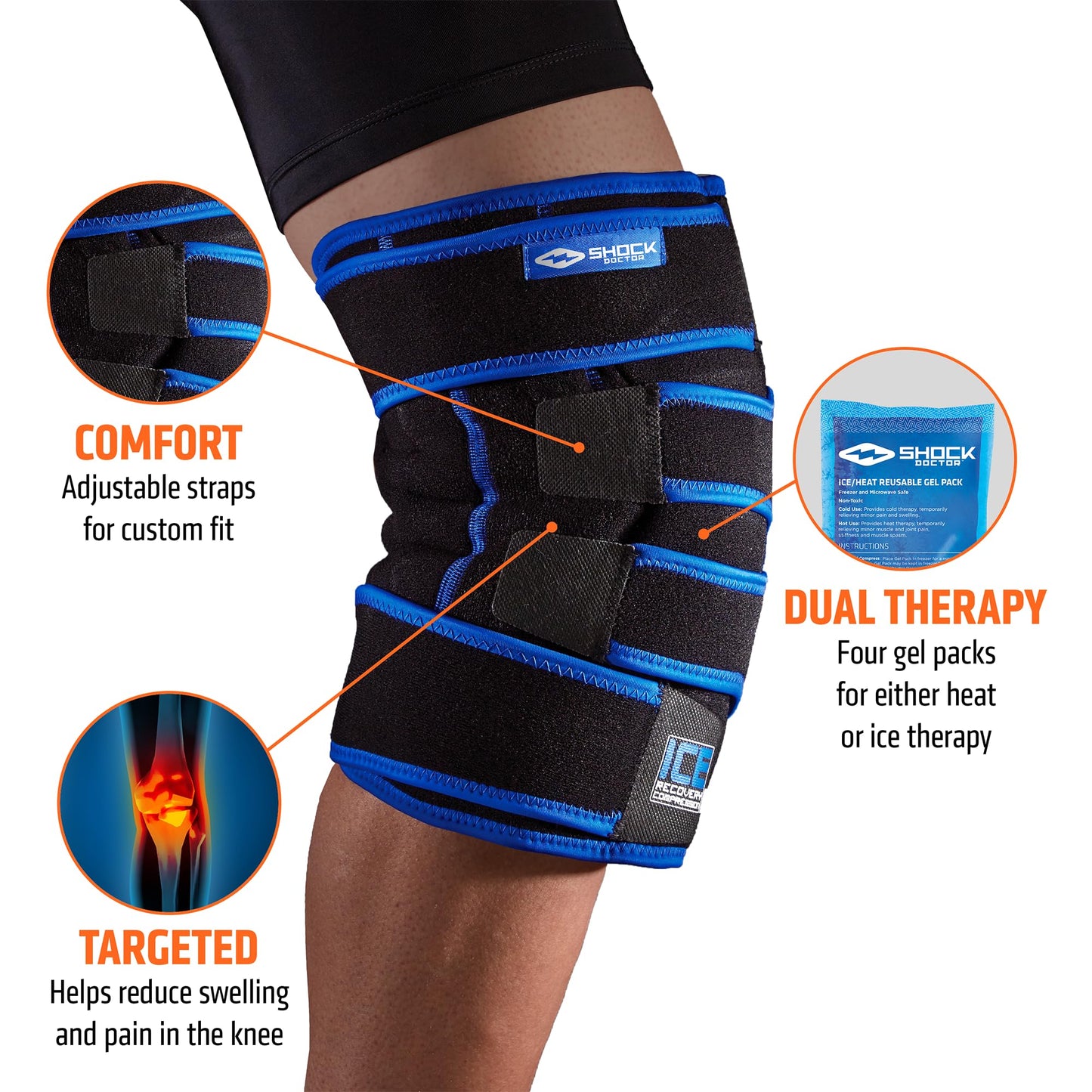 Shock Doctor Ice Recovery Compression Knee Wrap Brace