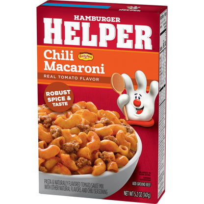 Hamburger Helper Chili Macaroni Pasta Meal (5.2 oz - 12 Pack) No Artificial Flavors, Ready in 3 Easy Steps, Quick Meals for Midweek Dinners, Busy Evenings & Families On-the-Go