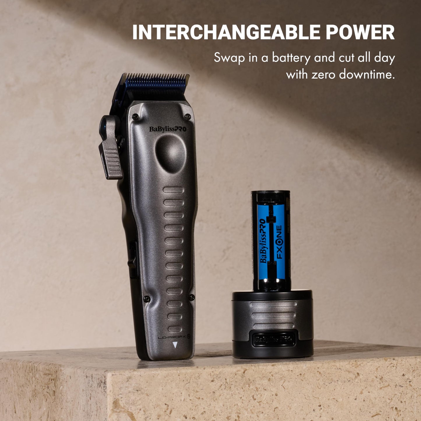 FXONE LO-PROFX Professional Cordless Clippers for Men with Interchangeable Battery
