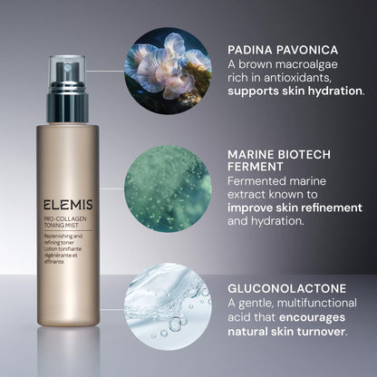 ELEMIS Pro-Collagen Toning Mist, Hydrating PHA Facial Mist to Refine Pores & Smooth Skin