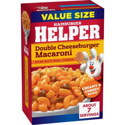 Hamburger Helper Double Cheeseburger Macaroni Value Size Pasta Meal (9.6 oz - 6 Pack) No Artificial Flavors, Ready in 3 Easy Steps, Quick Meals for Midweek Dinners, Busy Evenings & Families On-the-Go