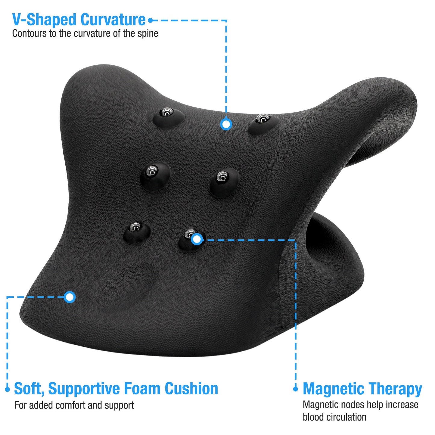 HealthSmart Neck & Shoulder Traction Device, Neck & Shoulder Relaxer, Magnetic Therapy, Cervical Spine Alignment and TMJ Relief, Neck Pain Relief, Black