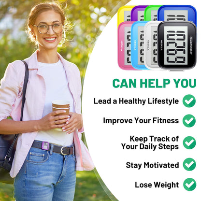 3D Pedometer for Walking, Simple Step Counter with Large Digital Display, Step Tracker with Removable Clip Lanyard, Accurately Track Steps for Men Women Kids Adults Seniors