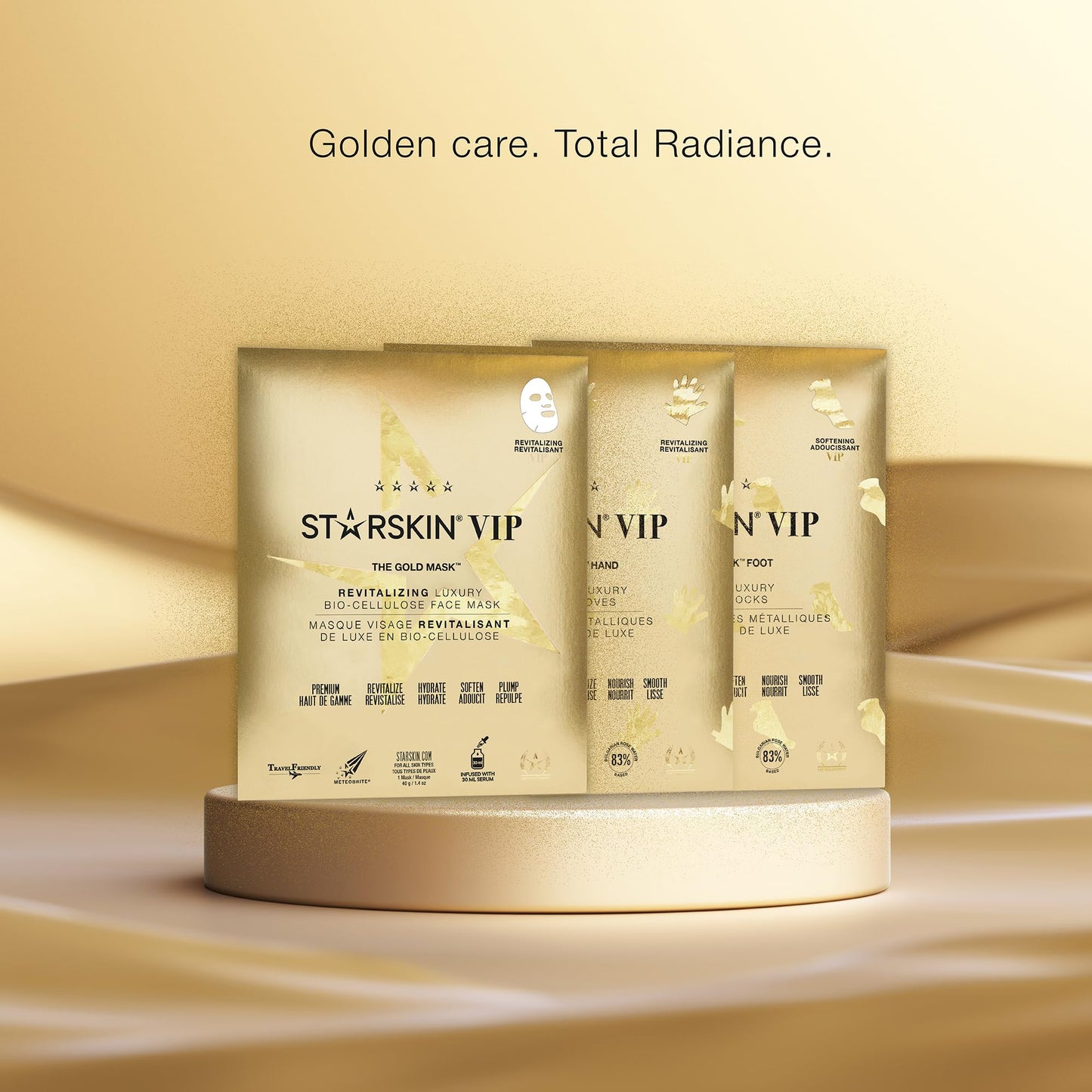 STARSKIN VIP The Gold Mask Giftset - High-end Gift - Complete Collection - Includes Hand, Foot, and Face Masks Headband