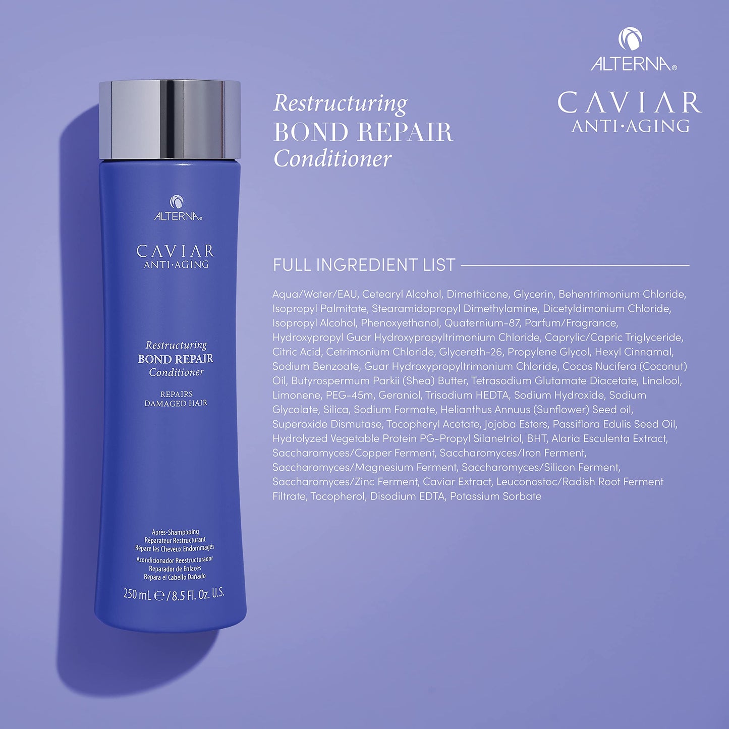 Alterna CAVIAR Anti-Aging Restructuring Bond Repair Conditioner | For Brittle, Damaged and Split Ends | Repairs, Strengthens & Protects Damaged Hair | Sulfate Free