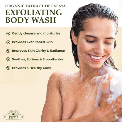 OMIC Organic Extract Of Papaya Exfoliating Body Wash, 33.8 Fl oz 1000ml, with Papaya Oil and Shea Butter