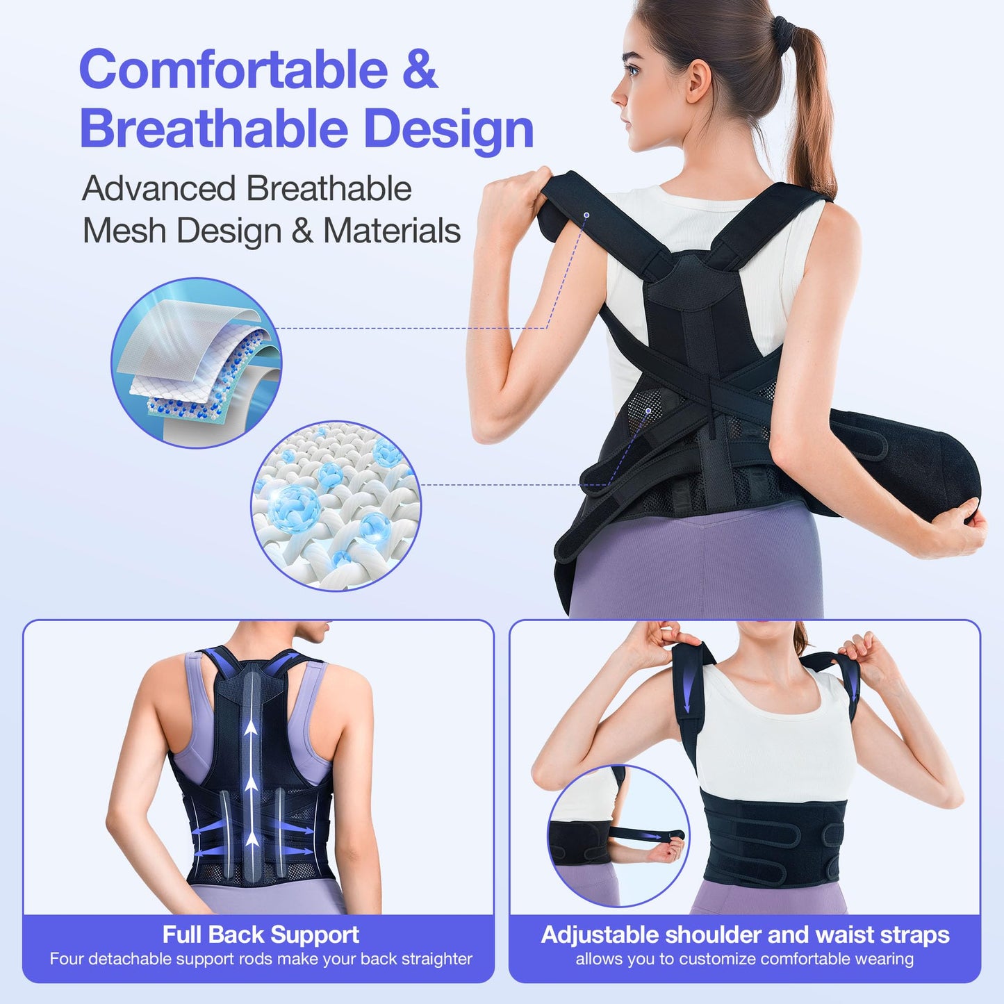 Posture Corrector for Women and Men, Full Back Brace Support, FSA&HSA Eligible, Adjustable Shoulder Straightener for Improving Back Posture, Relief for Upper and Lower Back, Lumbar, Neck Pain