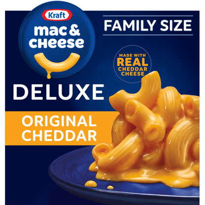 Kraft Deluxe Mac and Cheese, 1 Family Size Box, for Easy Dinner or Dinner Sides, Original Cheddar Flavor, No Artificial Dyes or Flavors, 24 oz