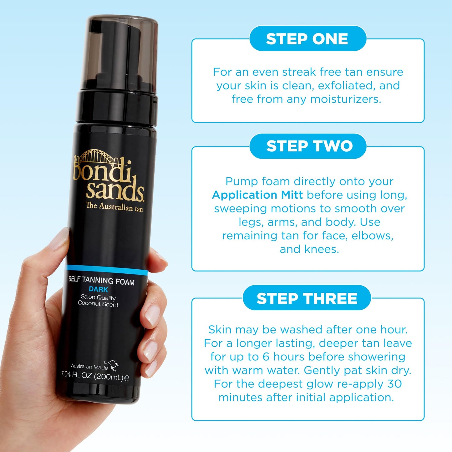 Bondi Sands Self Tanning Foam + Application Mitt | Includes Lightweight Sunless Foam + Reusable Mitt for a Flawless Finish