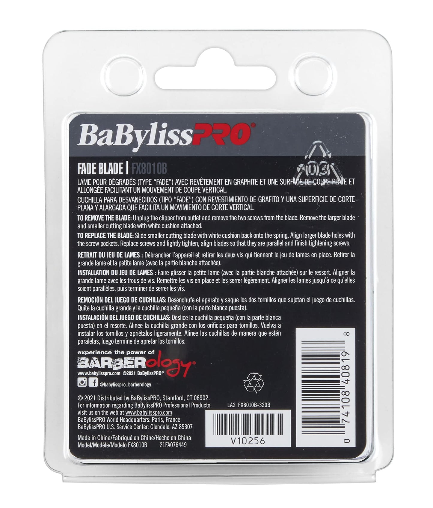 BaBylissPRO Barberology Replacement Black Graphite Replacement Fade Blade for Hair Clippers (FX8010B)