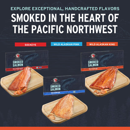 SeaBear Smoked Wild King Salmon 1 Pound Fillet Gift Box - Wild Alaska King Salmon Fillet, Shelf Stable, Ready to Eat, Smoked Salmon Gift, 1lb Filet