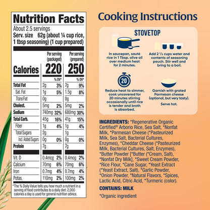 Lundberg Organic Creamy Parmesan Risotto Seasoned Rice - Regenerative Organic Certified Arborio Rice & Seasoning Mix, Gluten Free, 5.5 Ounce Box