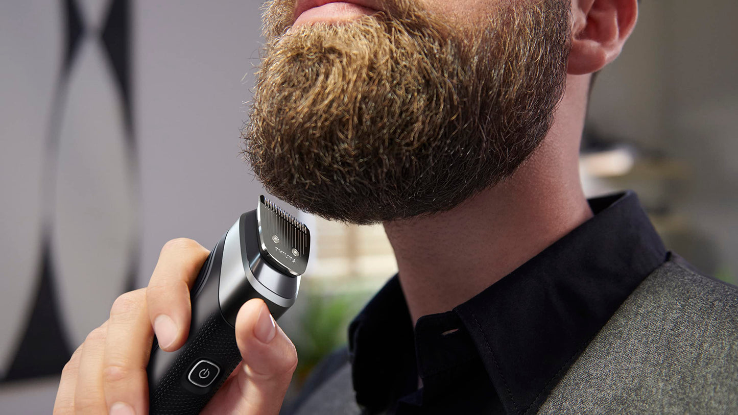 Philips Norelco Multigroom 5000 Series, All-in-One Trimmer and Hair Clipper, 18-Piece Men's Grooming Kit for Beard, Face, Hair, Body and Intimate Areas, No Blade Oil Needed, Model MG5910/49
