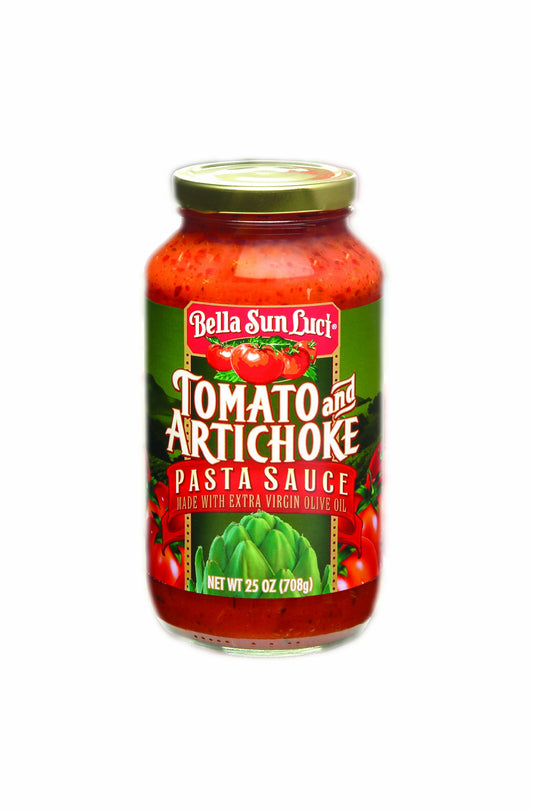 Bella Sun Luci Tomato & Artichoke Pasta Sauce, 25 Oz Glass Jar, Authentic Italian Mediterranean Tomato Artichoke Marinara with Extra Virgin Olive Oil, Vegan, Gluten‑Free, Kosher, Premium Pasta Sauce
