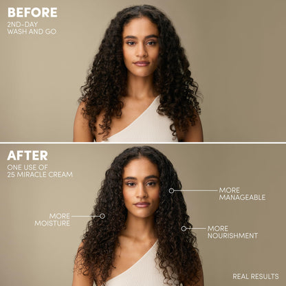 Mizani 25 Miracle Leave-In Cream - Hydrating Curl Cream with Coconut Oil, Curl Defining Leave In Conditioner, Anti Frizz, Heat Protectant, Silicone-Free, Sulfate-Free