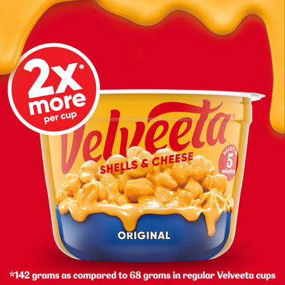 Velveeta Shells and Cheese Mac and Cheese, 2 Big Cups, for Easy Dinner or Dinner Sides, Original Flavor, 5 oz