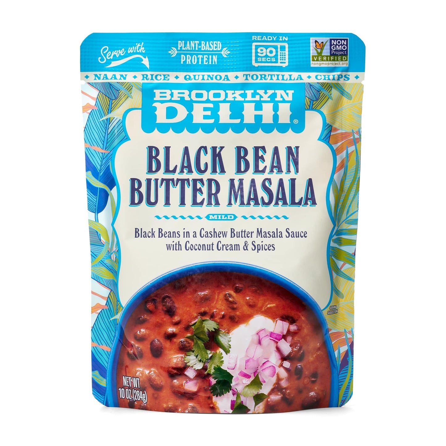 Brooklyn Delhi Black Bean Butter Masala Pouches - Ready to Eat, Microwavable Entree - Vegan, Gluten Free, Non-GMO - (10 Ounce, Pack of 1)
