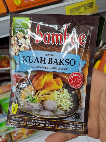 Bamboe Bumbu Kuah Bakso Meatball Soup Spice Mix, 60 Gram (Pack of 6)