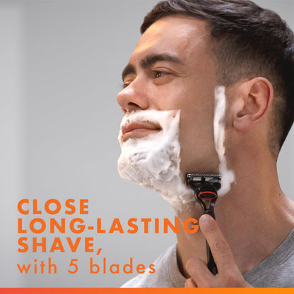 Gillette Fusion5 Razors for Men, 1 Razor, 4 Blade Refills, Lubrastrip for a More Comfortable Shave