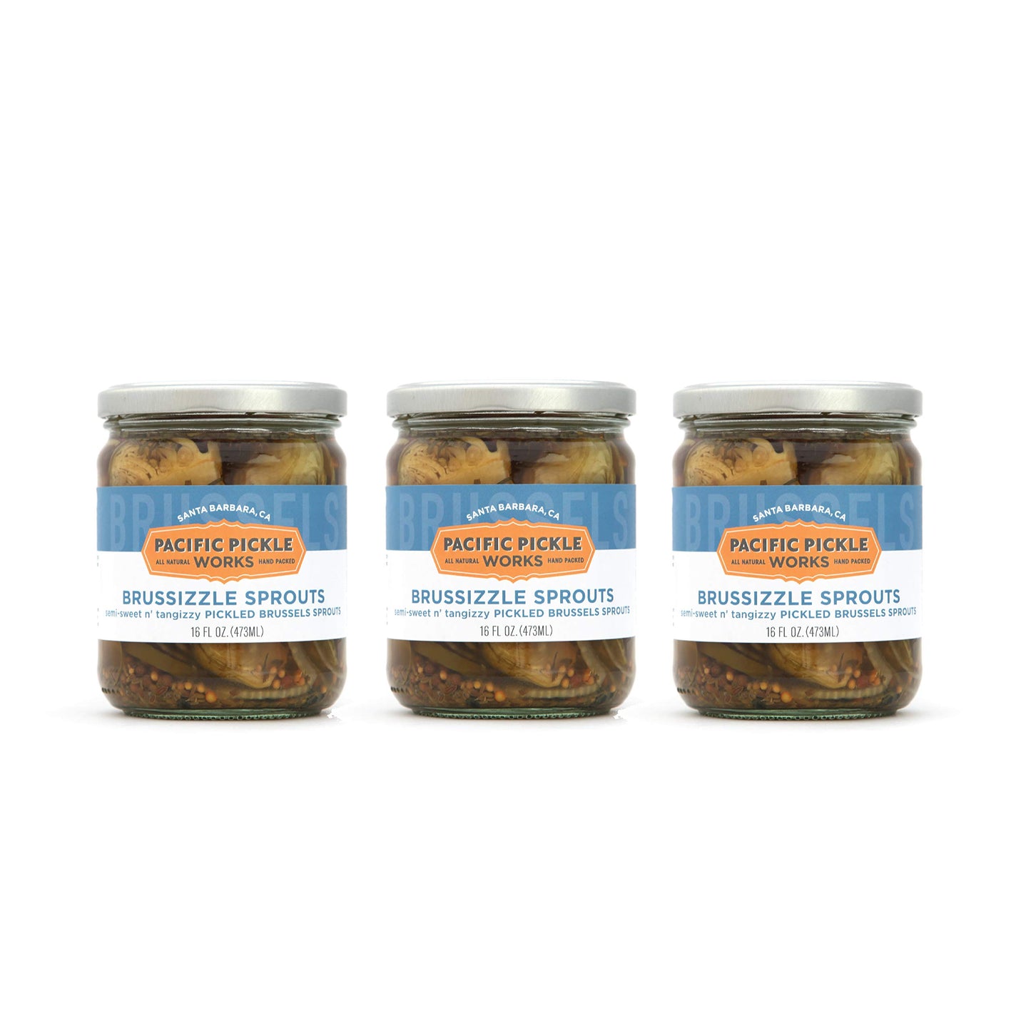 Brussizzle Sprouts (3-pack) - Semi-sweet pickled Brussels sprouts wedges 16oz