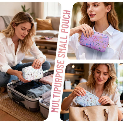 Tampon Holder for Purse Period Bag Waterproof Geometric PU Sanitary Napkin Storage Bag Portable Menstrual Cup Pad Pouch Cute Makeup Bag Feminine Gift Vibrant Blue