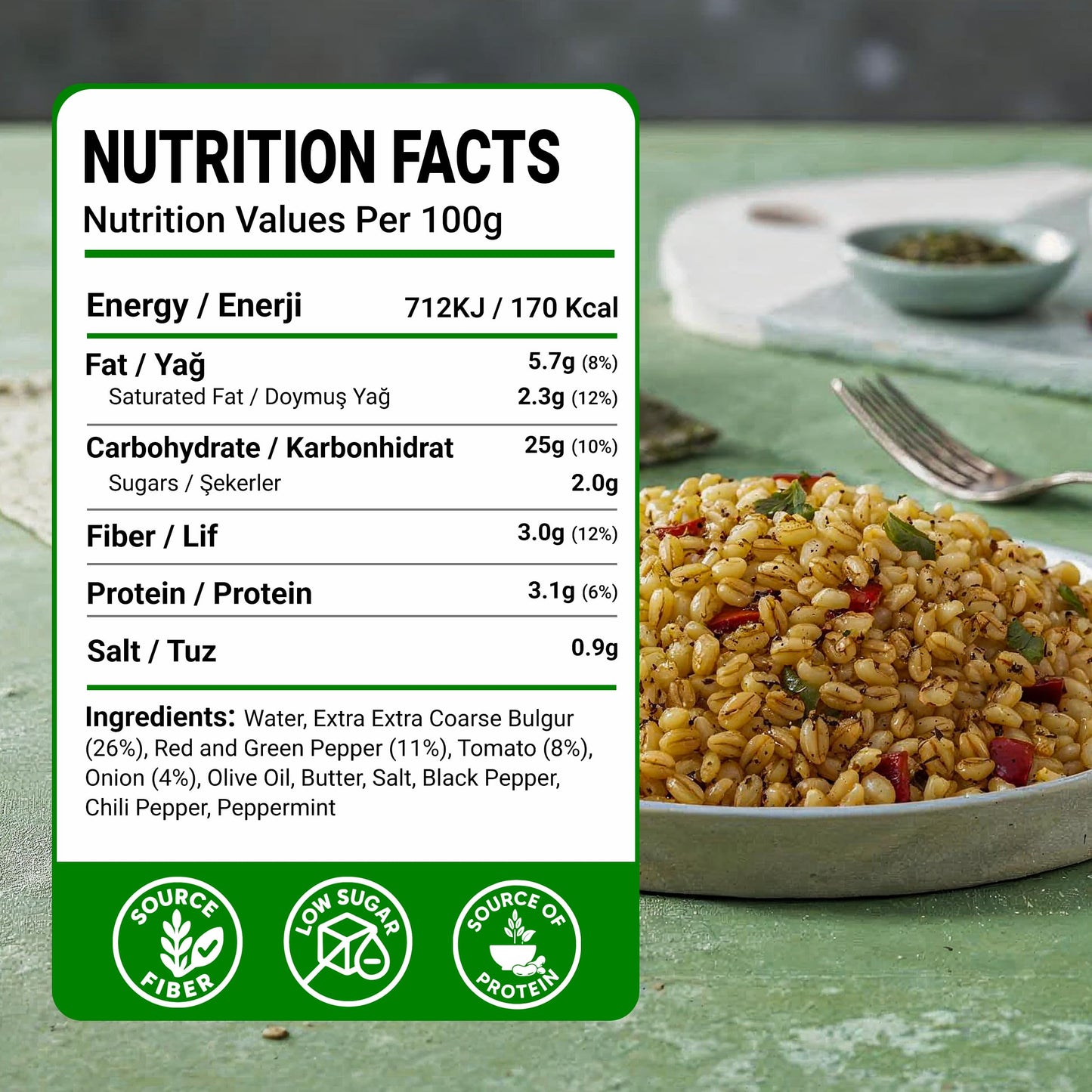 Duru Ready Bulgur Pilaf with Vegetables, 250g x 4 Pack – Heat & Eat, 100% Natural, Non-GMO, BPA Free, No Trans Fat, No Preservatives