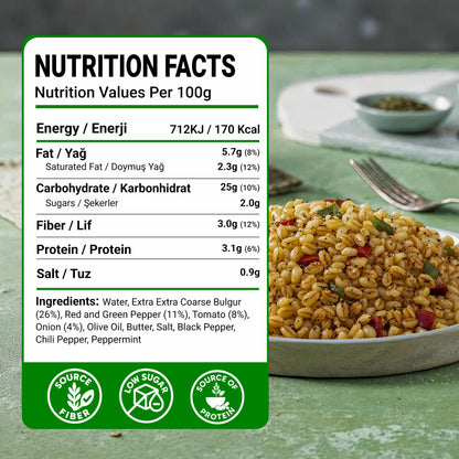 Duru Ready Bulgur Pilaf with Vegetables, 250g x 4 Pack – Heat & Eat, 100% Natural, Non-GMO, BPA Free, No Trans Fat, No Preservatives