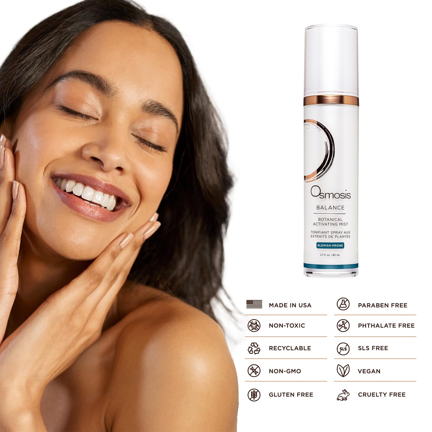 Osmosis BALANCE Face Toner for Blemish Prone Skin, Botanical Activating Mist, Oil Control With Tea Tree Oil, 2.7 fl oz