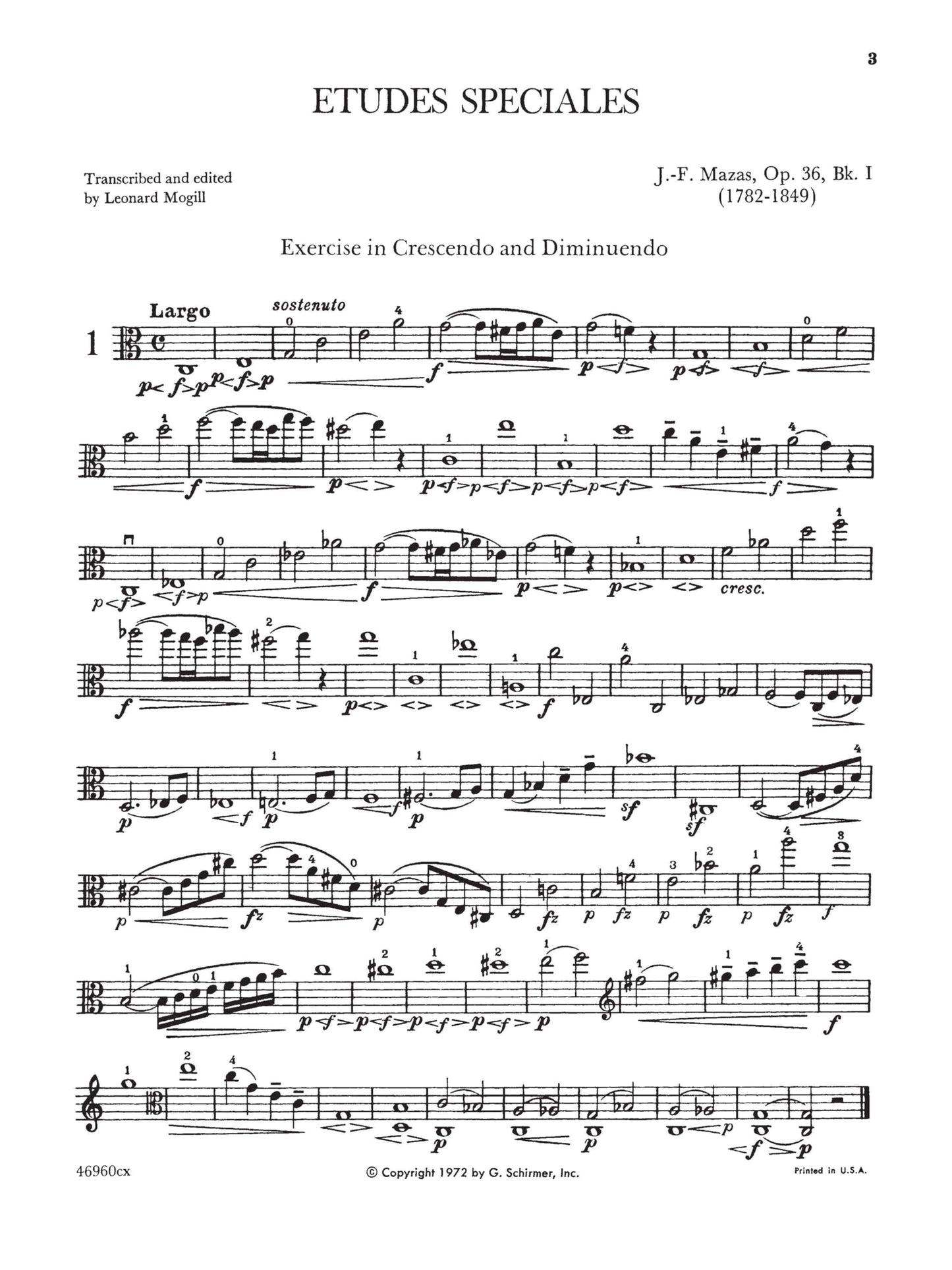 Etudes Speciales, Op. 36 – Book 1 | Schirmer Library of Classics Volume 1885 | Essential Viola Method for Technique, Finger Dexterity, Bowing Control, and Musicianship Development