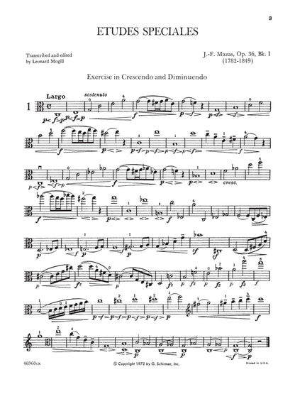 Etudes Speciales, Op. 36 – Book 1 | Schirmer Library of Classics Volume 1885 | Essential Viola Method for Technique, Finger Dexterity, Bowing Control, and Musicianship Development