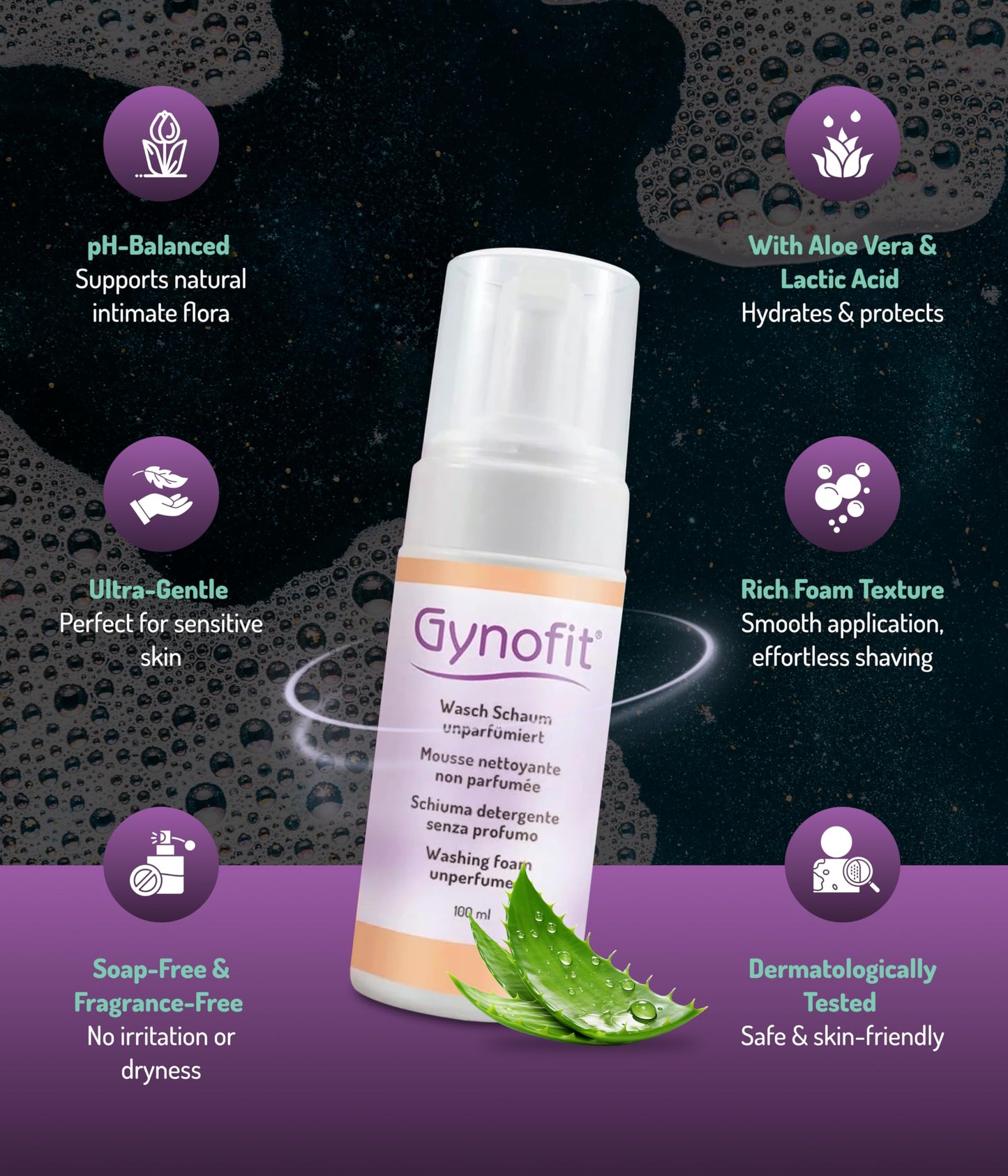 Gynofit Intimate Care Bundle – Lactic Acid Vaginal Gel (6 Count) & Unscented Feminine Wash Foam – pH-Balancing Cleanser + Vaginal Moisturizer – Daily Care & Shaving – Gynecologist Recommended