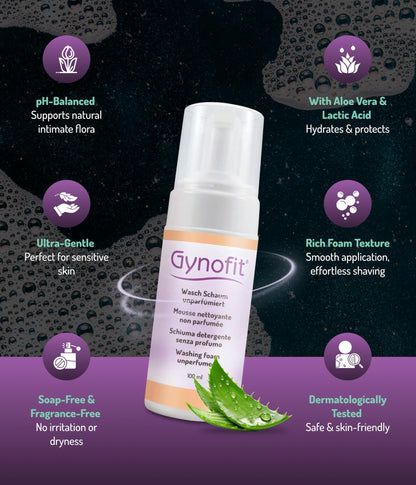 Gynofit Intimate Care Bundle – Lactic Acid Vaginal Gel (6 Count) & Unscented Feminine Wash Foam – pH-Balancing Cleanser + Vaginal Moisturizer – Daily Care & Shaving – Gynecologist Recommended