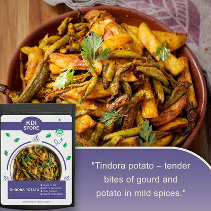 KDI Store Tindora Potato, Ready to Eat Indian Curry, Freeze Dried Food, USDA Organic, Fully Cooked,55g