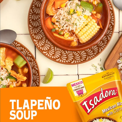 Isadora Pre-Cooked Microwave Mexican Rice with Corn, Ready-to-Eat, No Refrigeration, Heat and Eat Flavored Rice, Non_GMO, Mexican Food, 8.8 oz, 1 Pack
