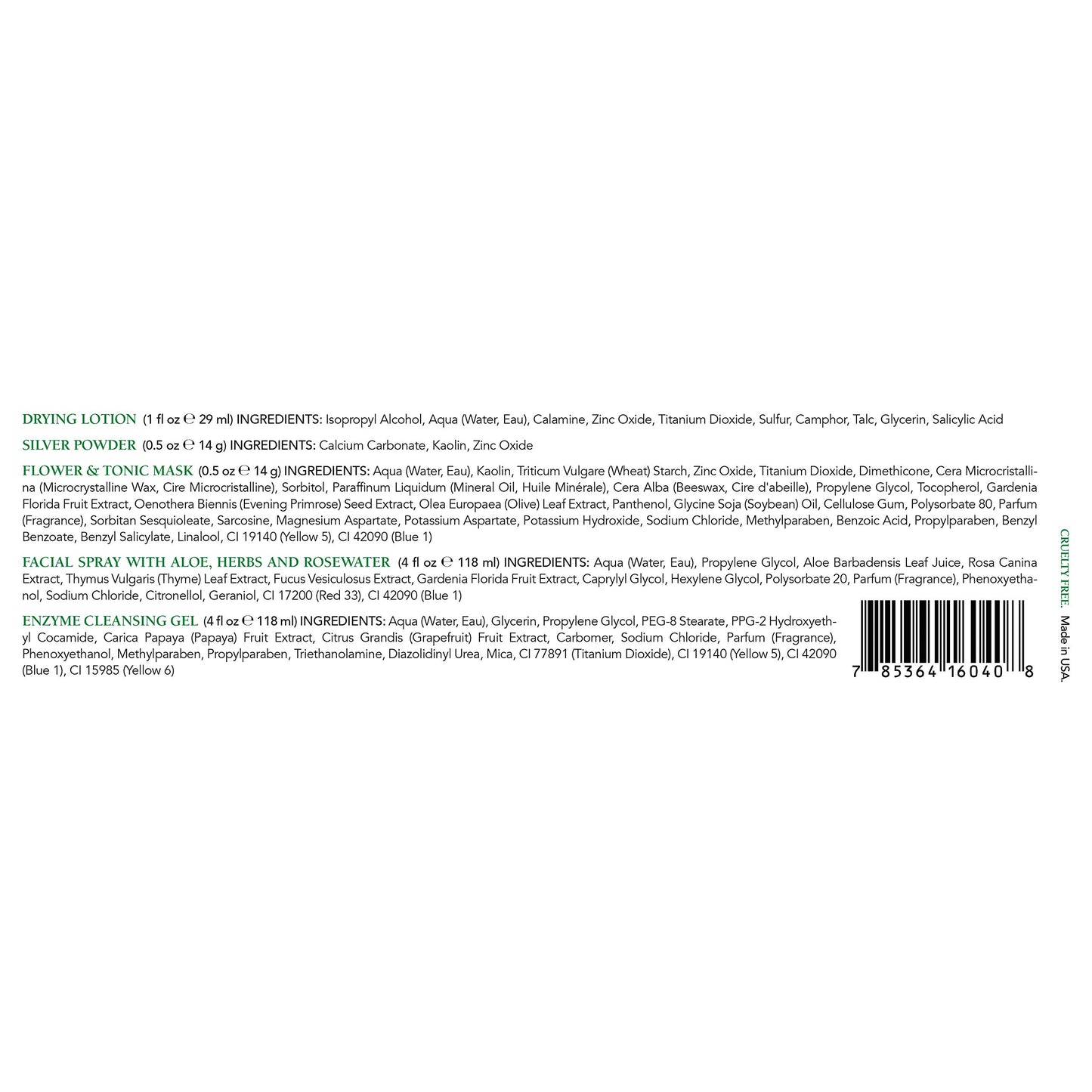 Mario Badescu Essentials 5 Piece Kit, Skincare Gift Set With Drying Lotion, Rose Water Facial Spray, Silver Powder, Enzyme Cleansing Gel and Flower & Tonic Mask