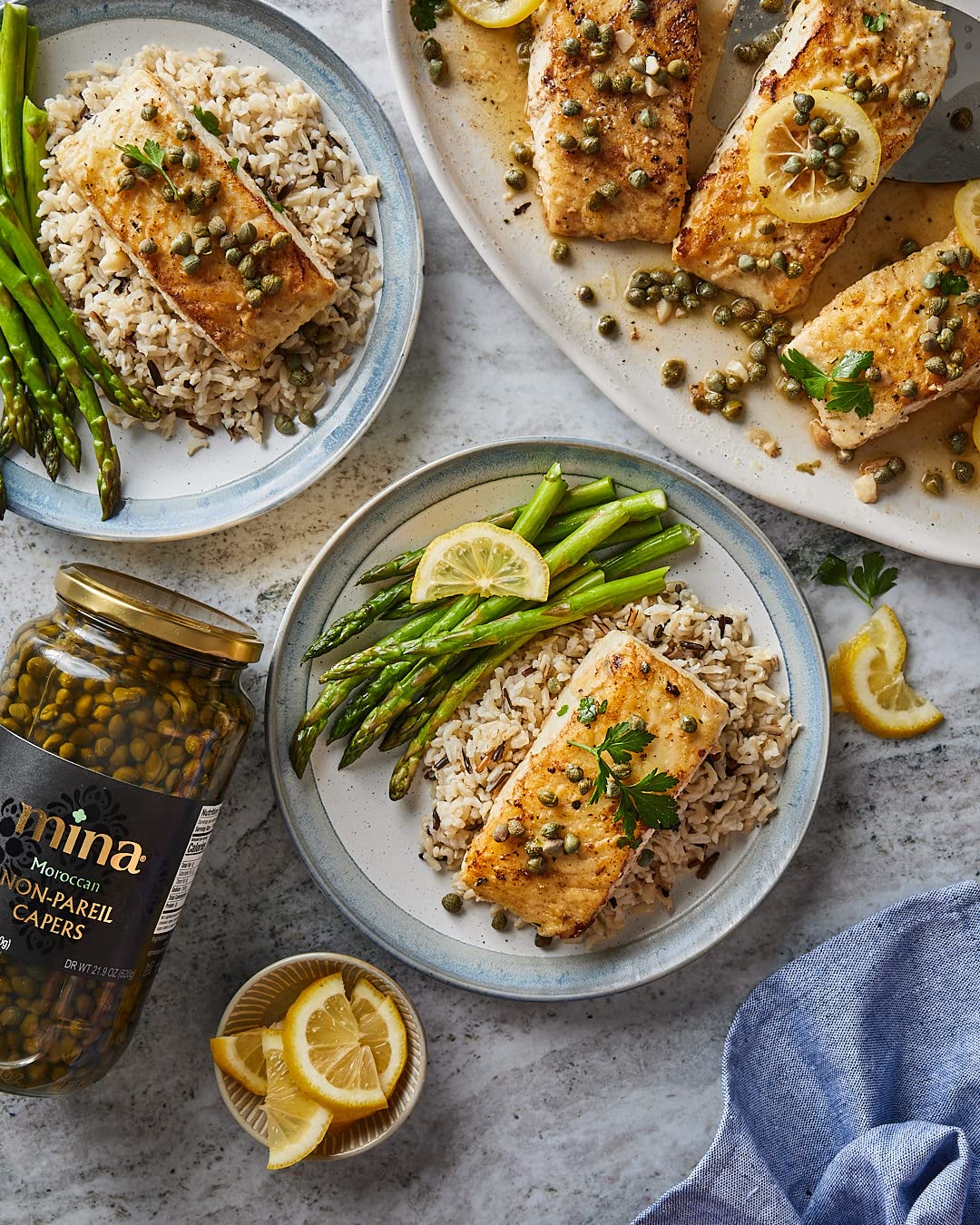 Mina Capers Non Pareil 7 oz, Perfect Mediterranean Seasoning or Garnish, Moroccan Capers Jar, Made with only Caper, Water, Vinegar and Sea Salt, Non GMO, Keto, Vegan, Gluten Free