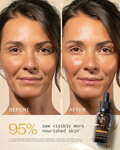 YONKA PARIS Serum Omega | Oil in Serum for Dry Sensitive Skin | Omegas 3 6 9 Lipo Restore Complex | Nourishes and Soothes Reactive Skin | Vegan Dermatologist Tested | Made in France