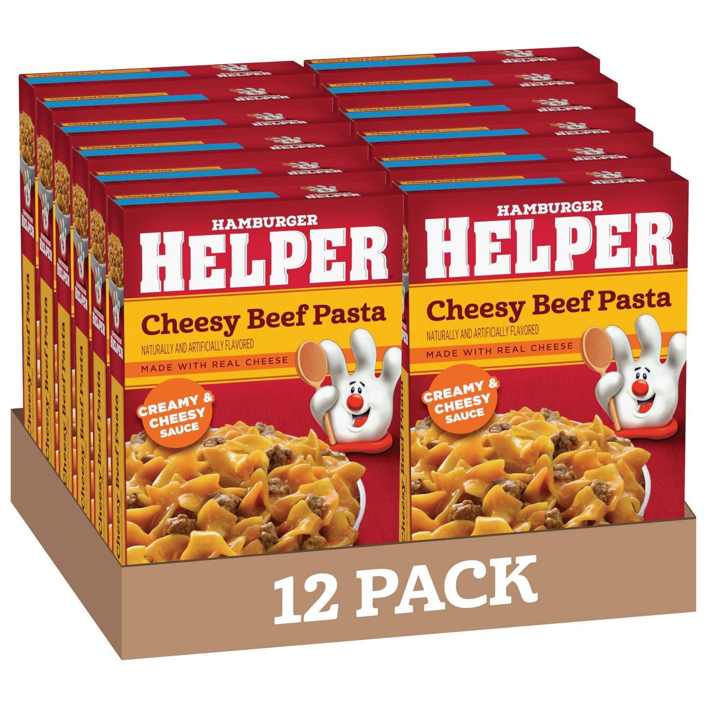 Hamburger Helper Cheesy Beef Pasta Meal (5.2 oz - 12 Pack) No Artificial Flavors, Ready in 3 Easy Steps, Quick Meals Perfect for Midweek Dinners, Busy Evenings & Families On-the-Go
